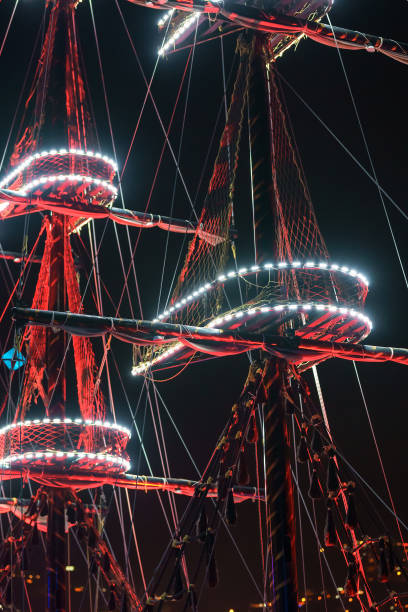 istock Boats decorated with lights 1285794569