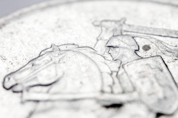 Obsolete Lithuanian 5 cent coin macro detail