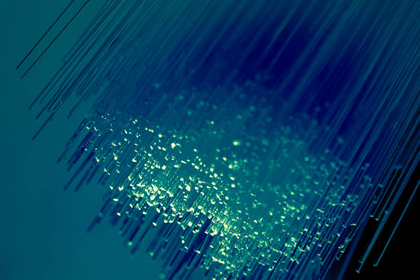 광섬유 클로즈업(블루) - fiber optic technology abstract green 뉴스 사진 이미지