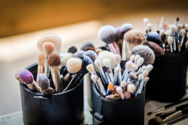 istock Variety of professional make up brushes 1285798068