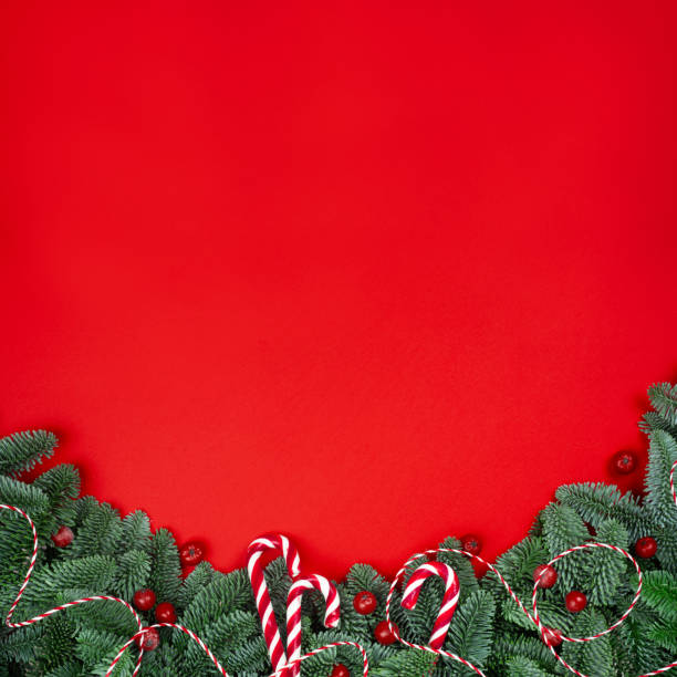 istock Christmas fir tree on red 1285801991