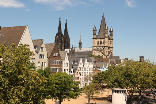 View of the old town of Cologne in midsummer