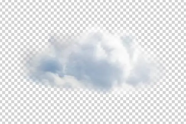 Vector illustration of Vector realistic isolated cloud for template decoration and covering on the transparent background. Concept of storm and cloudscape.