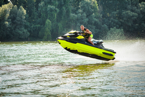 jump with Jet ski on river