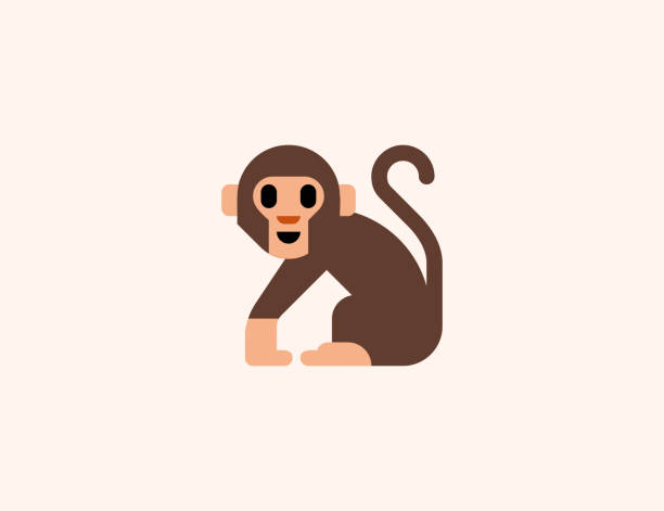 ikona wektora małpy. izolowany małpa, małpa płaski kolor symbol - gorilla zoo animal silverback gorilla stock illustrations