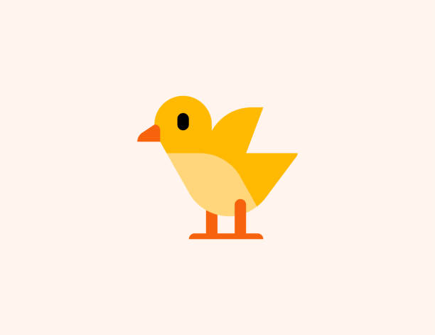 ikona wektora baby chick. odosobnione dziecko laska z otwartymi skrzydłami płaski kolorowy symbol - hatchling yellow small nature stock illustrations