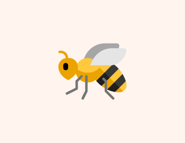 bienenvektor-symbol. isolierte honigbiene, biene insekt flach farbiges symbol - pollenflug stock-grafiken, -clipart, -cartoons und -symbole