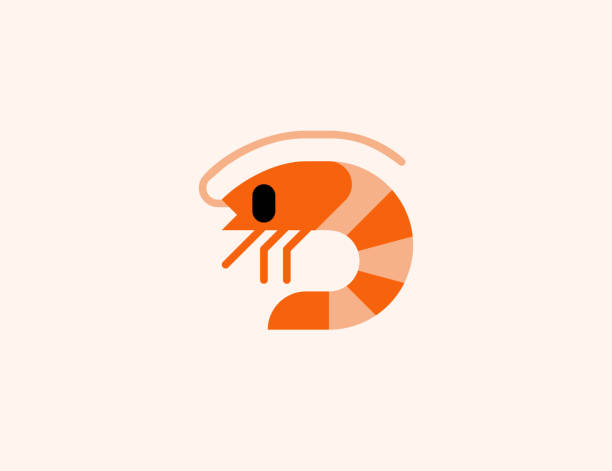 ilustrações de stock, clip art, desenhos animados e ícones de shrimp vector icon. isolated shrimp sea animal, seafood flat colored symbol - barco de pesca de camarões