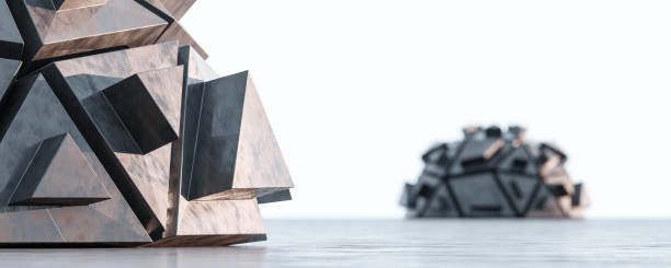 istock abstract futuristic architecture 3d render illustration with concrete metal surface 1285819093