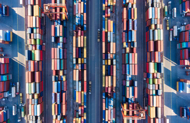 istock Aerial view of a Container harbour in istanbul 1285819462