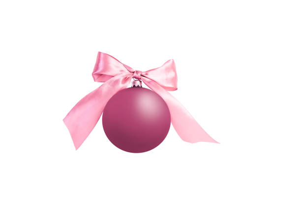 Christmas tree toy pink isolated on white background with bow