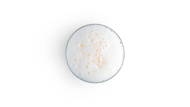 istock Glass of light beer on white background. View from the top 1285820270