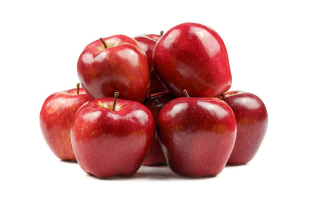 istock Group of high quality red apples isolated in white background. 1285820472