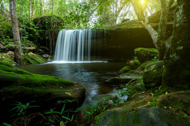 istock Beautiful waterfalls in the deep forest 1285822535