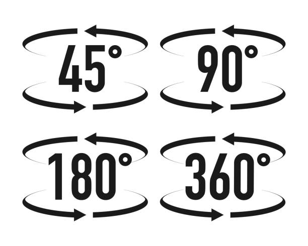 Signs with arrows to indicate the rotation or panoramas to 45, 90, 180 and 360 degrees. Vector illustration. Signs with arrows to indicate the rotation or panoramas to 45, 90, 180 and 360 degrees. Vector illustration wide angle stock illustrations