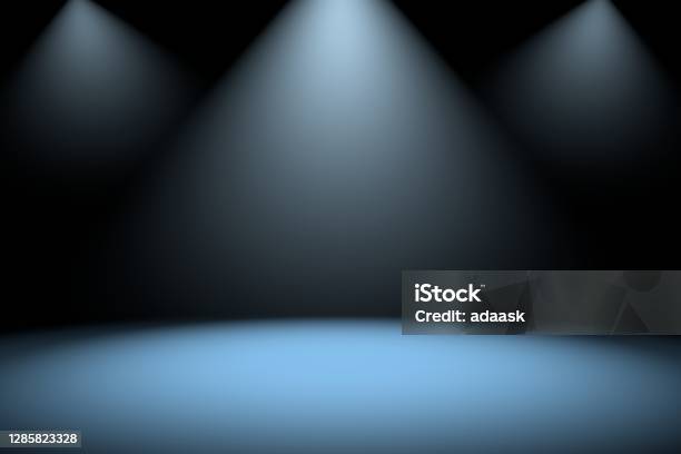 Empty Room With Illumination Stock Photo - Download Image Now - Spot Lit, Spotlight, Stage - Performance Space