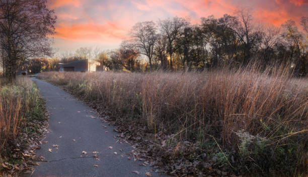 The Ojibway Nature Centre is a public park in Windsor, Ontario that showcases the regions bio-diversity.  This is an Autumn scene from within the park.