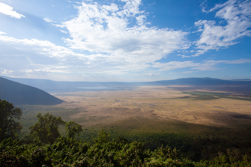 Ngorongoro crater aerial view, Tanzania, Africa. Tanzania landscape