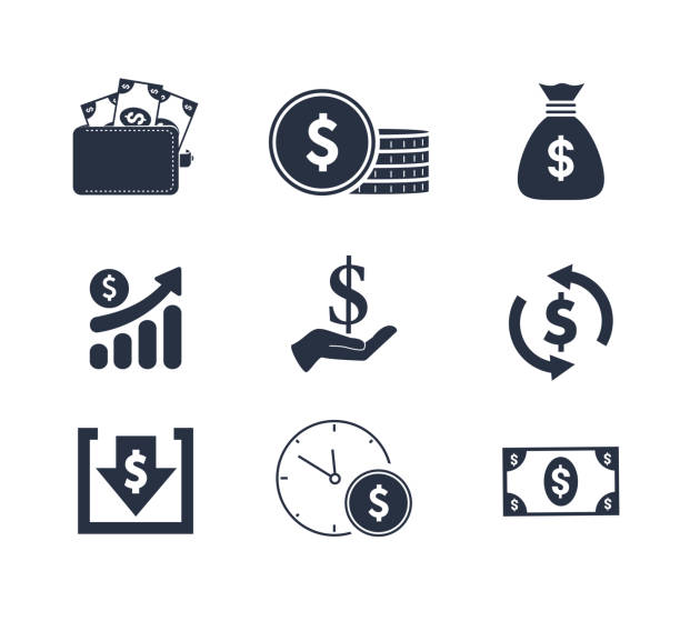 ilustraciones, imágenes clip art, dibujos animados e iconos de stock de iconos de ingresos. 9 iconos de ingresos de moda. contienen iconos como premio en dólares, dinero, moneda, dinero, pago, ingresos en dólares. - tax form tax backgrounds finance