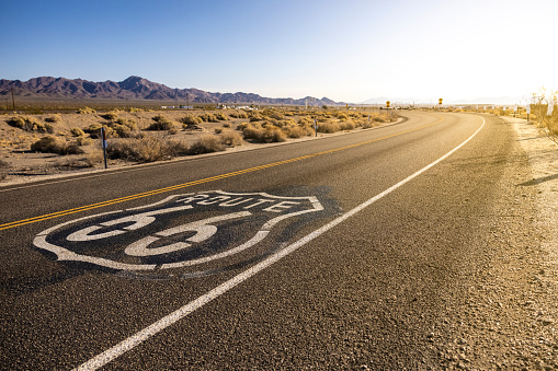 The famous U.S. Highway 66 landmark on the road, Arizona