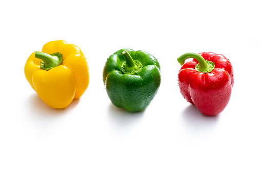 Sweet pepper isolated on white background, clipping path