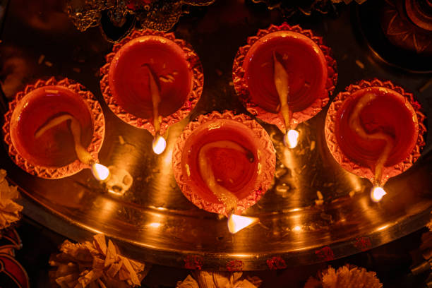 istock Five Lamps of Diwali Celebration 1285830778