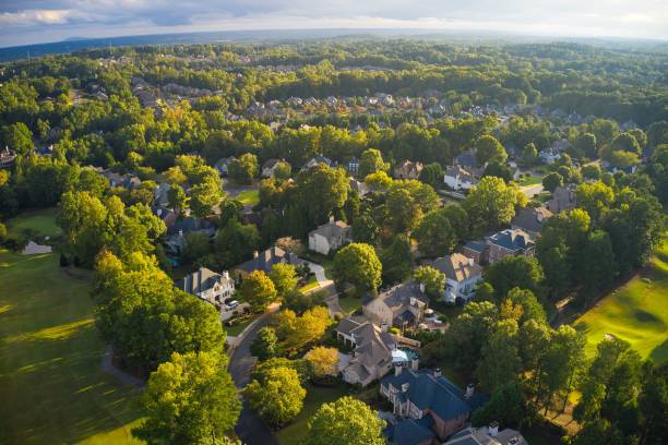 istock Panoramic aerial view of a upscale suburbs in Atlanta 1285831977