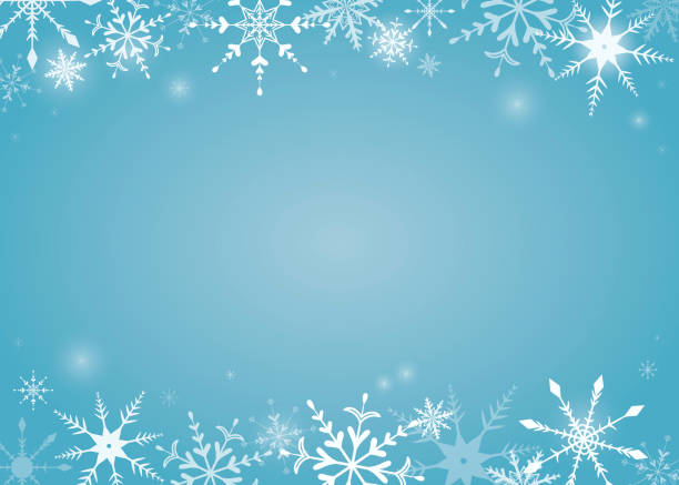 ilustraciones, imágenes clip art, dibujos animados e iconos de stock de ilustración vectorial. fondo navideño en tonos azules con un marco de copos de nieve de diferentes formas y tamaños. tema de año nuevo. - blue christmas backgrounds humor