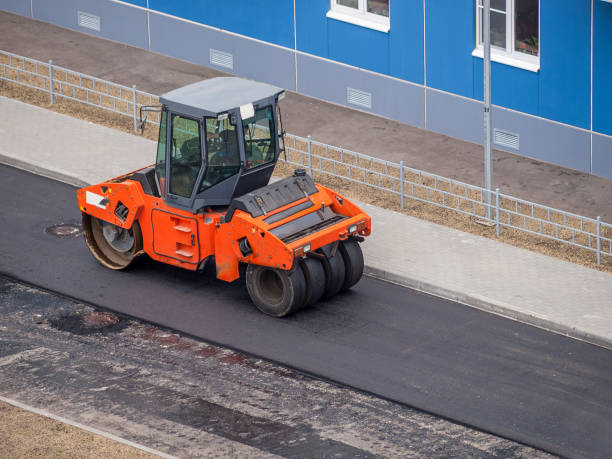 istock roller for leveling asphalt when laying the roadbed, road repairs, asphalting tracks, modern equipment for road repairs 1285836116
