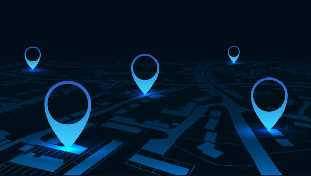 istock Night GPS navigator location on city map, from place to place - vector 1285838493