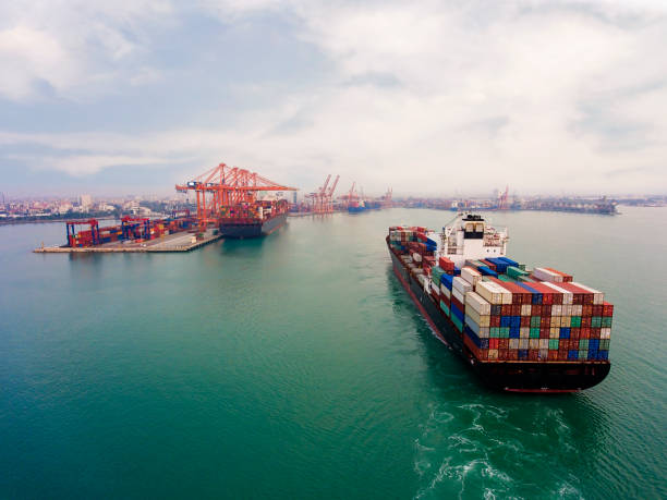 istock Aerial view of Container Ship Vessel Cargo Carrier in transit. 1285838532