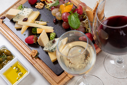 cheese and fruit platter, wine tasting