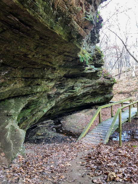istock Path along rock wall at nature center 1285846212