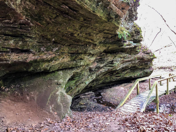 istock Trail by rock wall in Indiana 1285846256