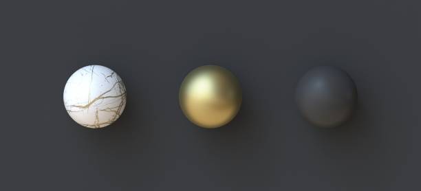 istock Abstract background marble, golden and black ball 3D 1285852288