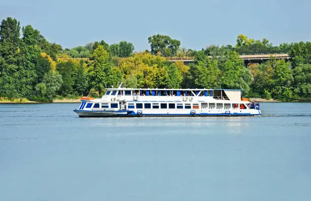 Tourist boat on the Dnieper river, Kiev, Ukraine