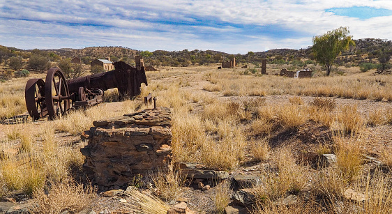Remote ruins of mining ghost town