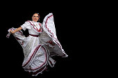 Latin woman dancer wearing dress from Aguascalientes Mexico