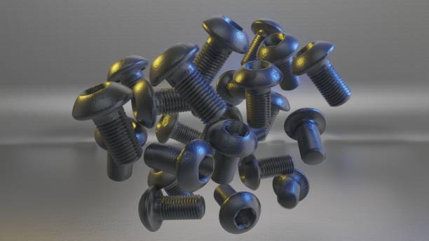 Metal Allen Screws Floating In the Air Metal Allen Screws Floating In the Air tornillo stock pictures, royalty-free photos & images