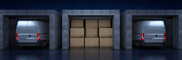 istock delivery van with roll up door. 3d rendering 1285859735