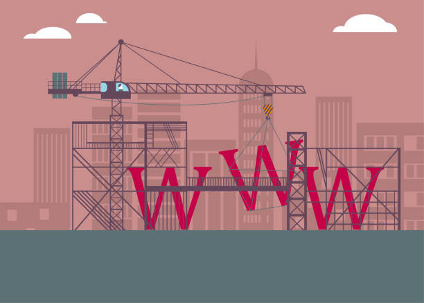 건설 현장에서 는 "www"가 건설 중입니다. - web page www construction construction site stock illustrations