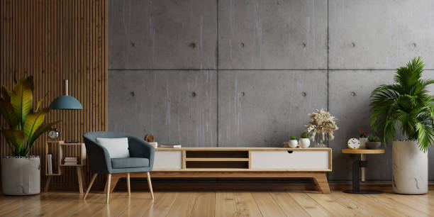 istock Cabinet TV in modern living room. 1285860772