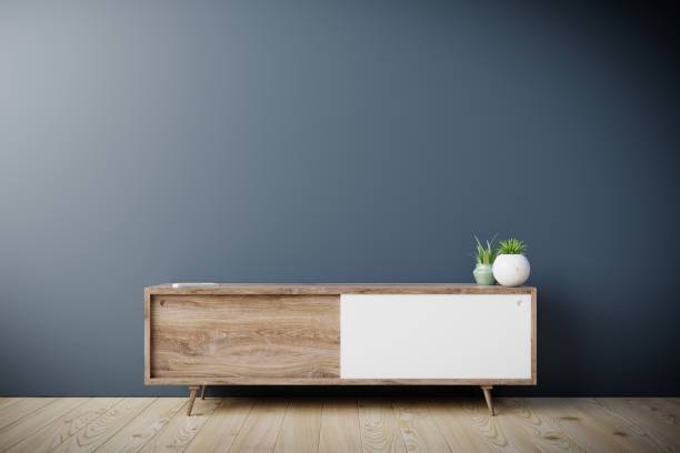 istock Tv cabinet in modern empty room. 1285862763