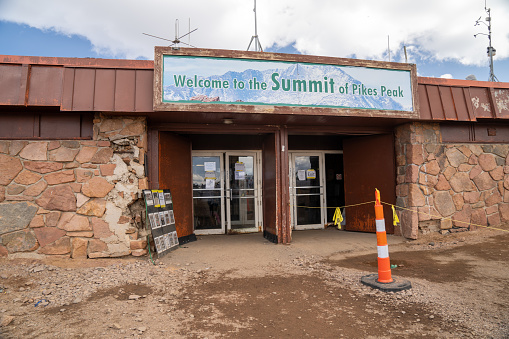 Colorado, USA - September 15, 2020: Entrance to the Pikes Peak Summit House, under construction