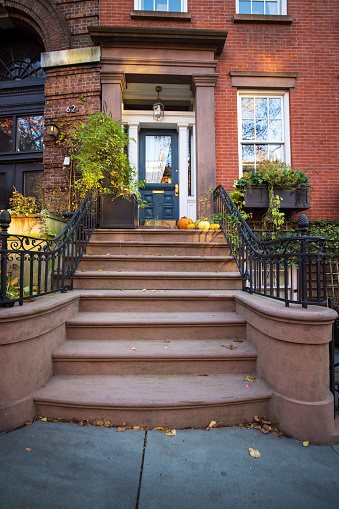 Grand front entrance to a Brooklyn brownstone