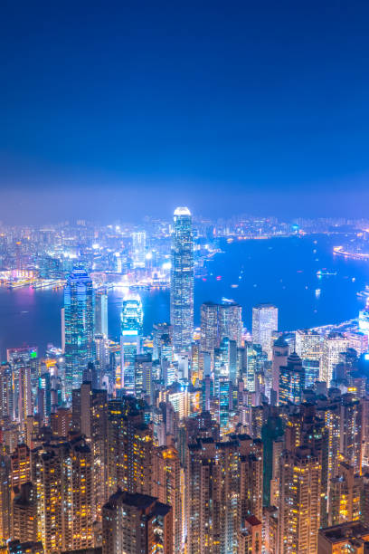 istock Hong Kong Architectural Landscape skyline night view panorama 1285873657