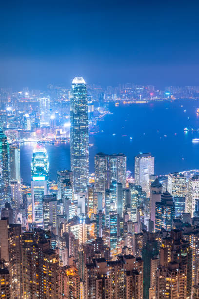 istock Hong Kong Architectural Landscape skyline night view panorama 1285874562