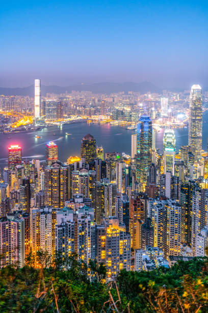istock Hong Kong Architectural Landscape skyline night view panorama 1285874593