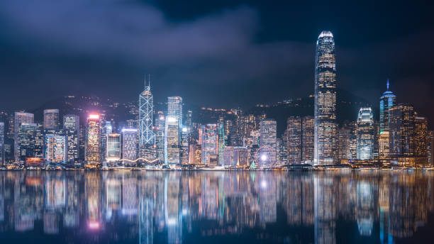 istock Hong Kong Architectural Landscape skyline night view panorama 1285874678