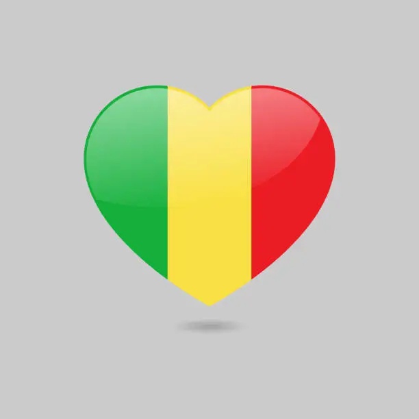 Vector illustration of Vector Glossy Mali Flag Heart